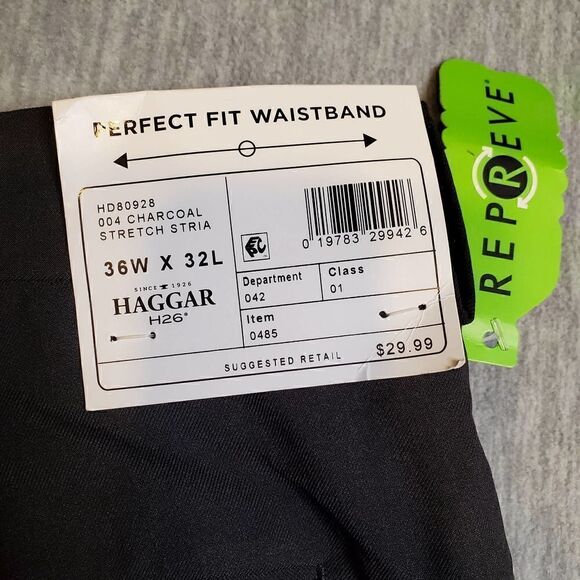Haggar H26 Pants Mens 36W x 32L Charcoal Gray Slim Fit Premium Stretch Dress - Picture 7 of 8